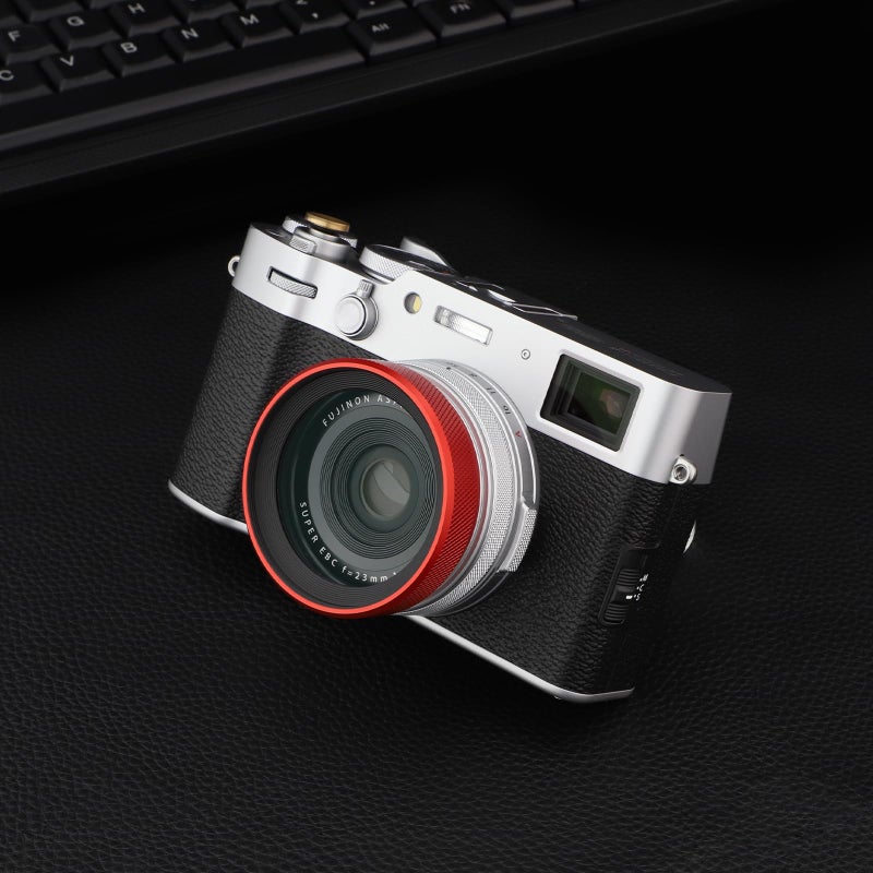 Haoge غطاء عدسة معدني Haoge LUV-X54R مع حماية MC UV فلتر عدسة فوق بنفسجية متعددة الطلاء لكاميرا Fujifilm X100VI Fuji X100V باللون الأحمر - Image 3